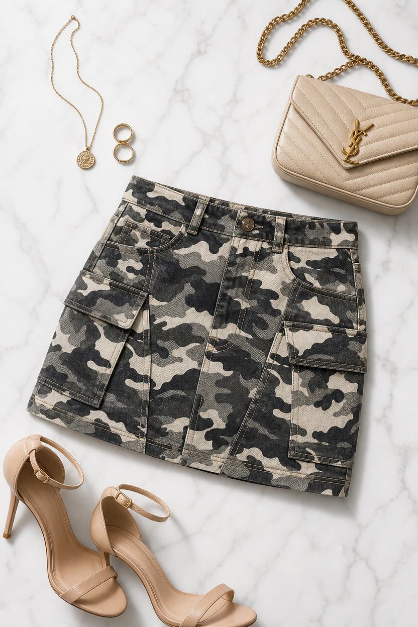 De Camo Spijkerbroekshorts