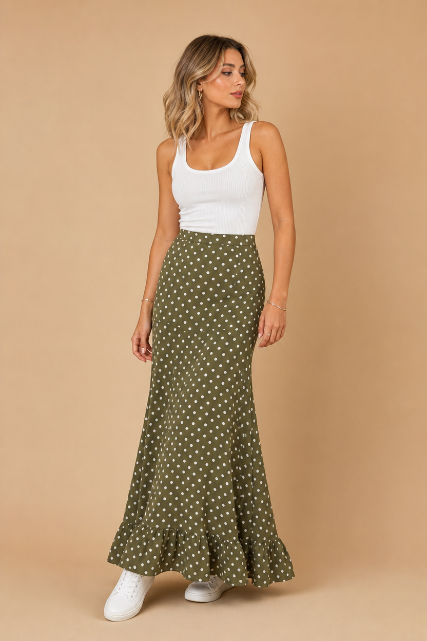 The Polka Dot Dress - Khaki